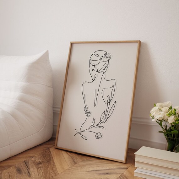Feminine Art Print, Coquette Art, Divine Feminine Wall Art, Minimalist Art, Neutral Prints, Woman Silhouette Art, Woman Line Drawing Art