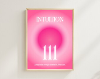 Intuition Wall Art 111 Print Pink Aura Poster Engel Zahlen Wandkunst Rosa Drucke Schlafzimmer Kunst Wohnheim Dekor Spirituelle Wandkunst Trendige Drucke