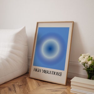 Arte de pared con aura azul oscuro / Póster de vibraciones altas / Decoración de dormitorio / Póster de vibraciones positivas / Decoración de pared moderna / Decoración de apartamentos