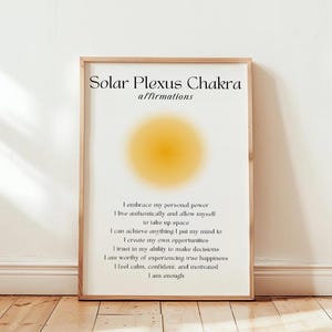 Kunst aan de muur zonnevlechtchakra voor bemiddelingskamer, yogastudio-kunstwerk, gele chakra, krachtige affirmatie-energiekunst, afdrukbare chakragrafiek