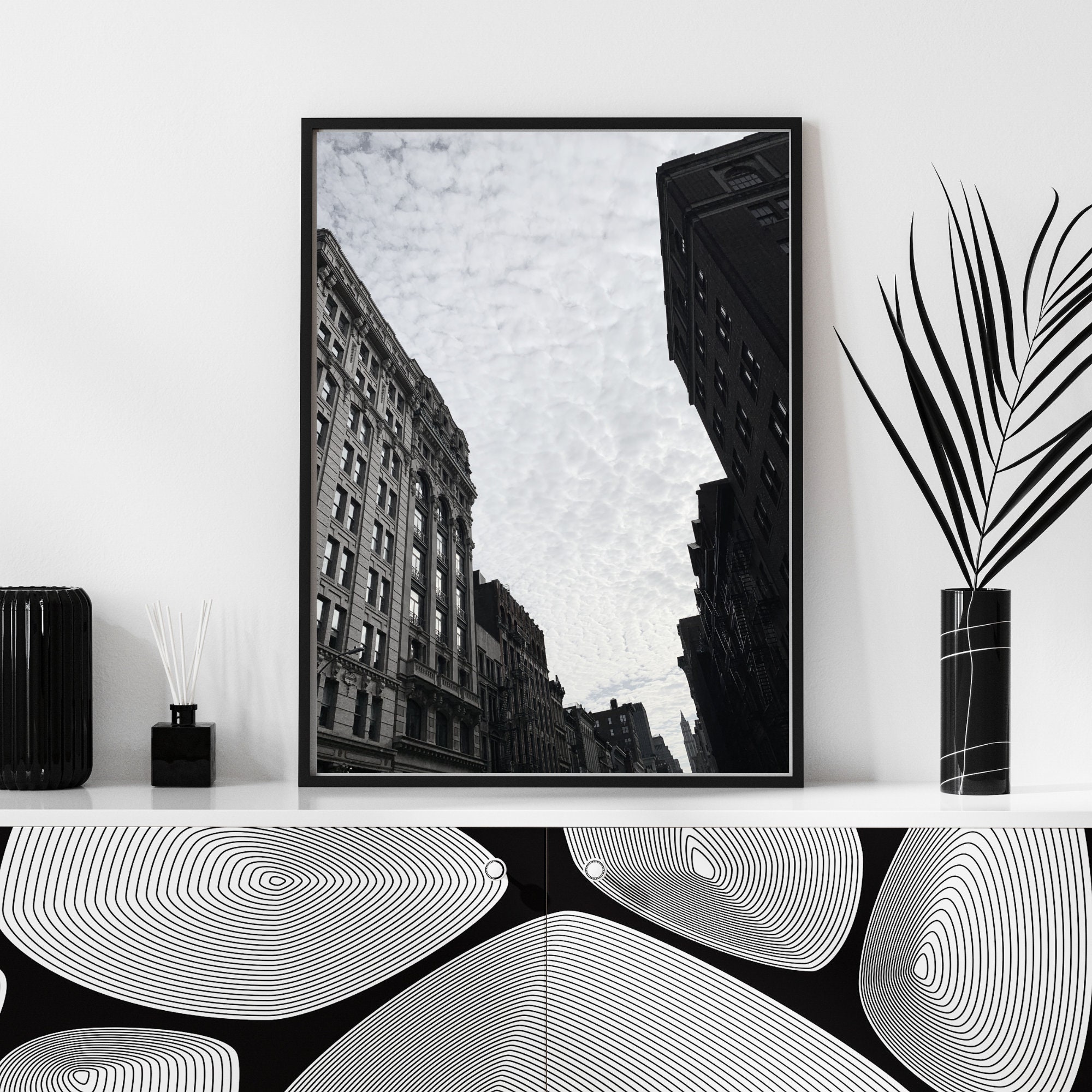 New York City Black and White Printable Poster City Sky Wall Art ...