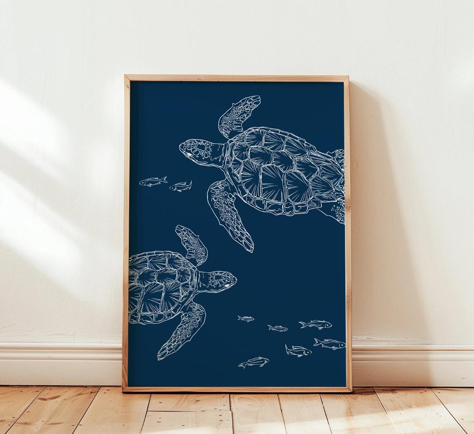 Dark Blue Coastal Prints Wall Art Set of 6 for Beach House, Bedroom ...