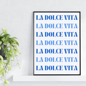 Blue Wall Art La Dolce Vita | Kitchen Decor | Kitchen Wall Art | Dolce Vita Poster | Instant Download | Coastal Decor | Italy Wall Art