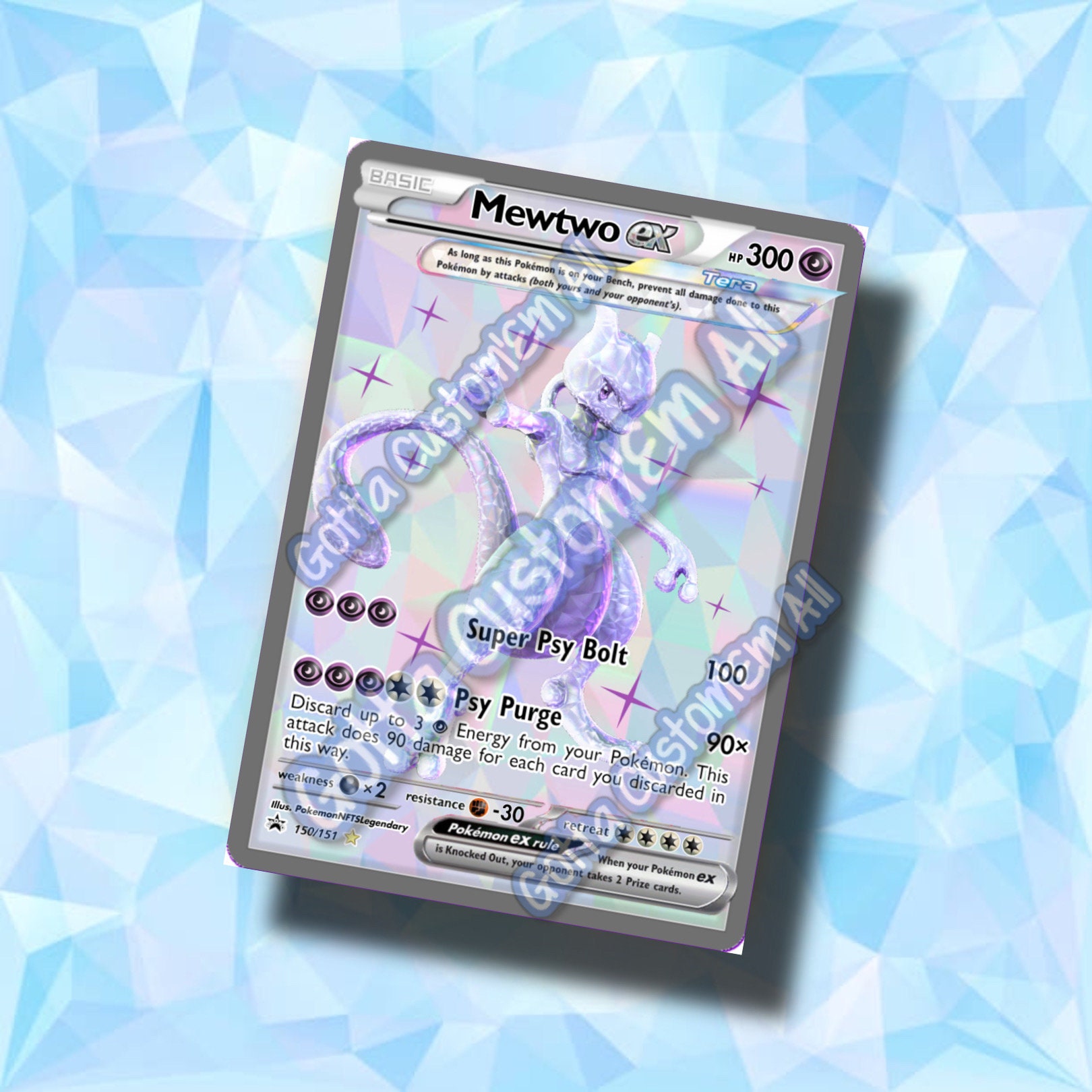 Pokemon Mewtwo EX HP 170 Black Foil Fan Art Card 98/99