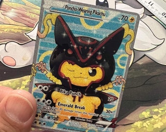 Shiny Mega Rayquaza Poncho-wearing Pikachu - Etsy Shiny Mega Rayquaza Poncho-wearing Pikachu - Etsy