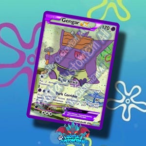 Custom Card  Gengar as Patrick Star (Iconic Nails in Head Scene