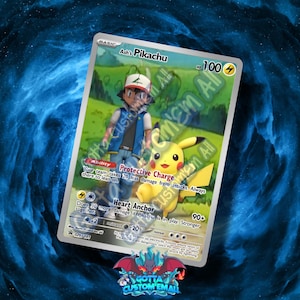 Célébrez le lien qui unit le dresseur et les Pokémon, ou entre un père et son enfant, avec cette carte personnalisée Ash's Pikachu !