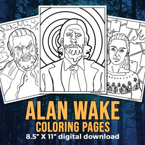 5 op Alan Wake geïnspireerde kleurplaten | Digitale download