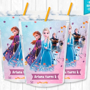 Frozen Capri Sun Frozen Birthday Party Package Anna Elsa Olaf Princess Snow - INSTANT DOWNLOAD - Editable Text