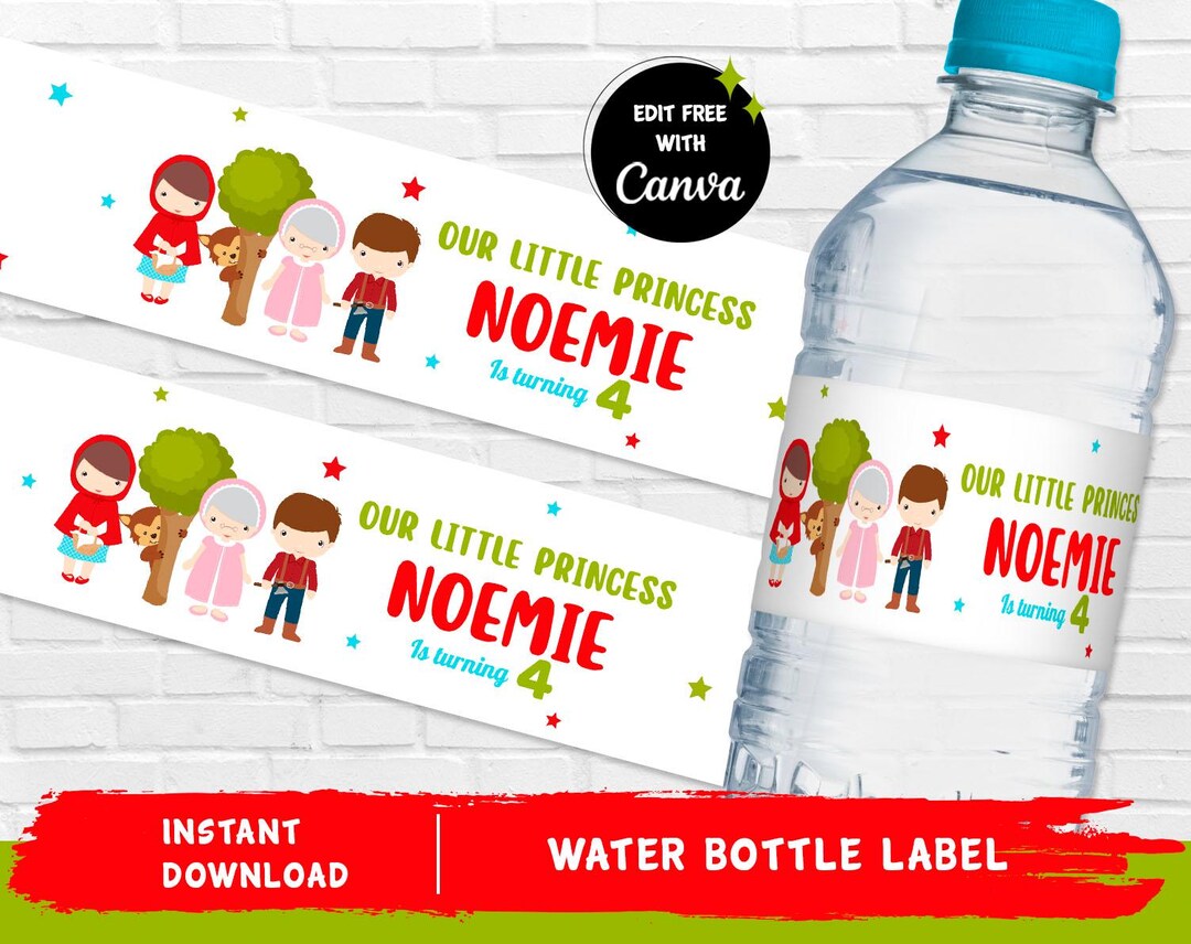 Little Red Riding Hood Water Bottle Label Red Riding Hood Juice Label ...