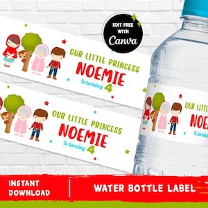 Little Red Riding Hood Water Bottle Label Red Riding Hood Juice Label Red Riding Party Once Upon A Time - INSTANT DOWNLOAD - Editable Text