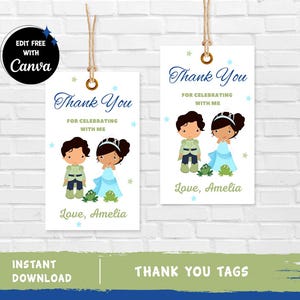 Tiana Thank You Tag Tiana Favor Tag Tiana Decoration Princess Tag Kids Birthday Princess And The Frog - INSTANT DOWNLOAD Editable Text
