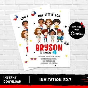 Friends Invitation Friends Invite Friends Birthday Kids Party Mike Will Max Lucas Dustin Eleven - INSTANT DOWNLOAD Editable Text