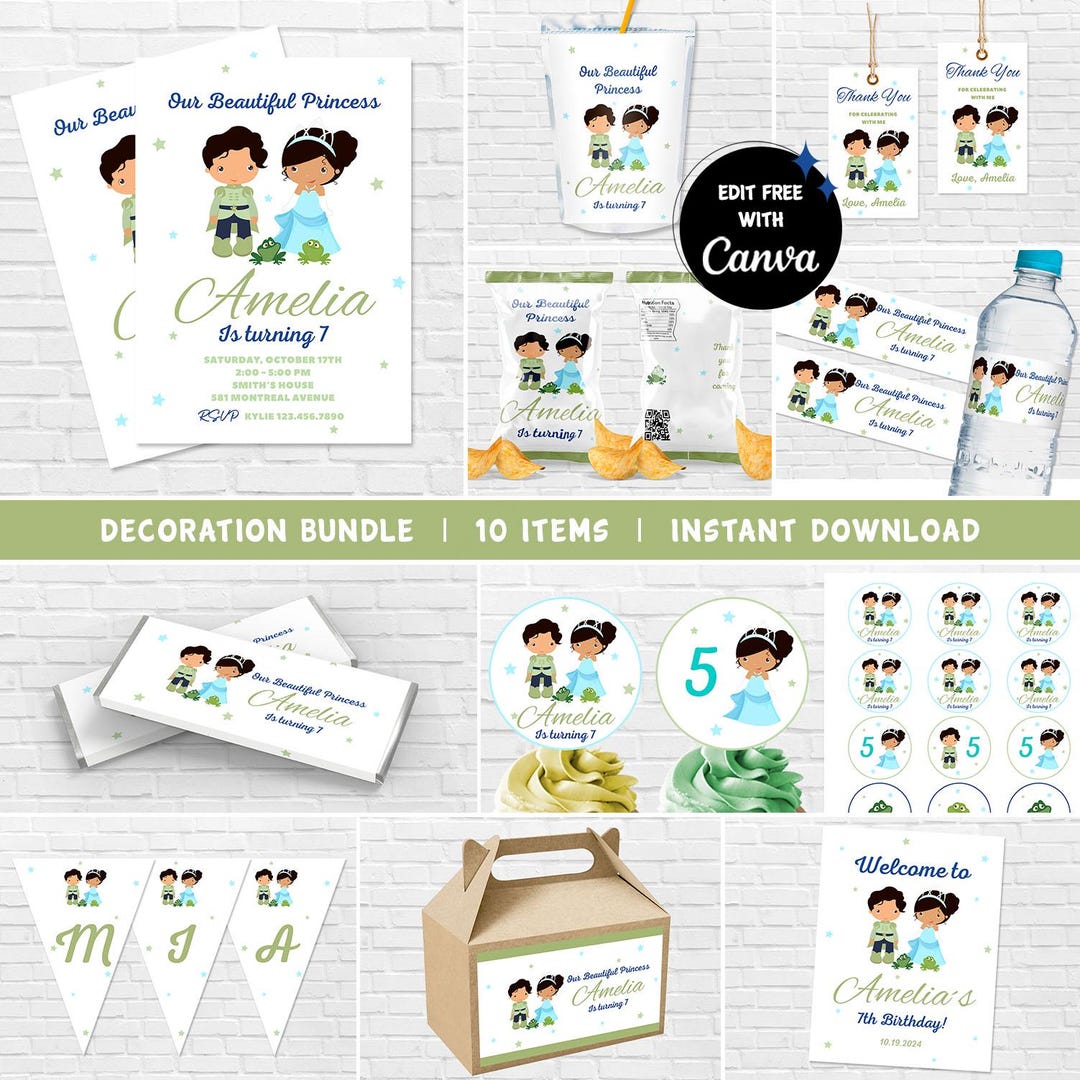 Tiana Party Decorations Tiana Bundle Tiana Decoration Princess Birthday