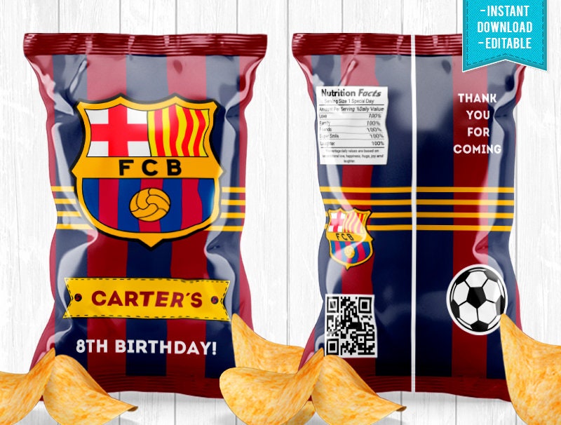 Barcelona Chip Bag Party Birthday Messi Cristiano Futbol Soccer