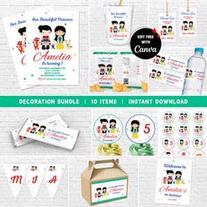 Mulan Party Decorations Mulan Bundle Princess Decoration Princess Mulan Kids Birthday Mushu - INSTANT DOWNLOAD Editable Text