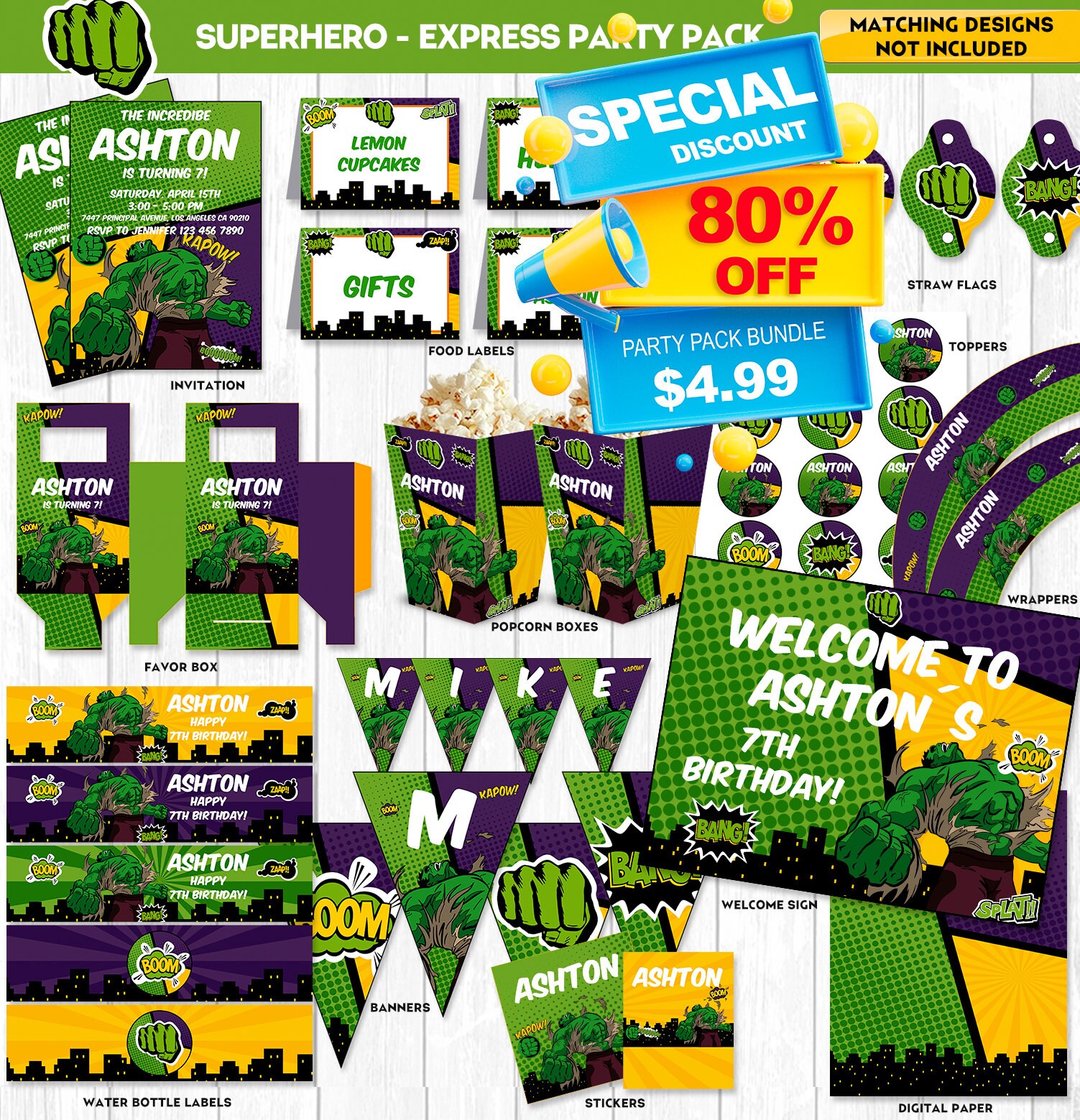 Hero Wrapper Superhero Wrappers Superhero Bundle Party Package Hero Birthday Boy ...