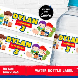 Toy Story Water Bottle Label Toy Story Juice Label Toys Water Label Toys Party Toy Story Birthday Kids Party INSTANT DOWNLOAD Editable Text