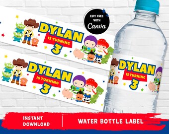 Toy Story Water Bottle Label Toy Story Juice Label Toys Water Label Toys Party Toy Story Birthday Kids Party INSTANT DOWNLOAD Editable Text
