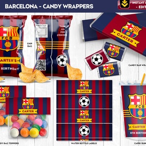 Candy Wrappers Barcelona Party Birthday Bundle Chip Bag Capri Sun Messi Cristiano Futbol Soccer Neymar - INSTANT DOWNLOAD - Editable Text