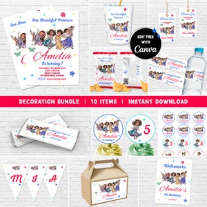 Encanto Party Decorations Encanto Bundle Encanto Birthday Girl Birthday Mirabel Isabella Madrigal Casita - INSTANT DOWNLOAD - Editable Text
