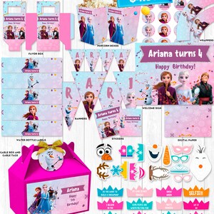 Frozen Chip Bag Frozen Birthday Party Package Anna Elsa Olaf Princess Snow - INSTANT DOWNLOAD - Editable Text image 2