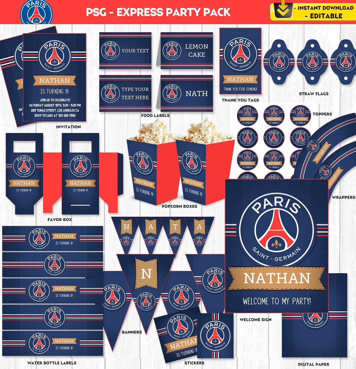 😍 Déco Cadeau PSG personnalisé - sticker Maillot de Paris 2023