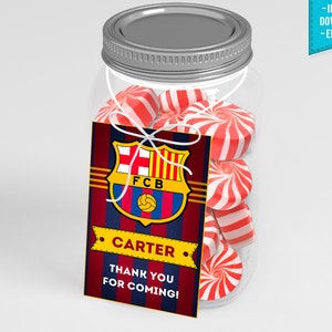 Barcelona Thank You Tags Party Birthday Messi Cristiano Futbol Soccer Neymar - INSTANT DOWNLOAD - Editable Text