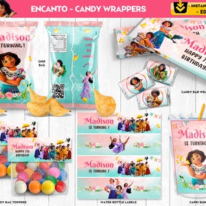 Charm Wrappers Charm Bundle Charm Birthday Charm Party Mirabel Isabela Flower - INSTANT DOWNLOAD - Editable Text