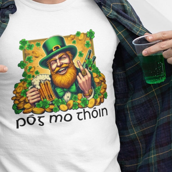 Funny St Patricks Beer Shirt, Irish Pub Crawl Shirt Leprechaun Flipping the Bird Lucky Irish Shirt Pub Bar Shirt Genderneutral Adult Tshirts