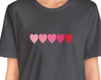 Shirt met hartengradiëntafbeelding, damesshirt met korte mouwen, verjaardagscadeau voor moeders, zussen, vrienden, vrouwen en haar
