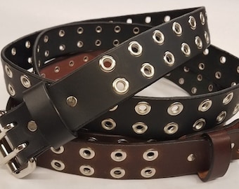 Leather Double hole grommet belts