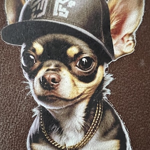 Cartera de cuero con diseño de perro Hip Hop