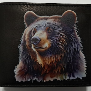 Cartera de piel con diseño de oso negro