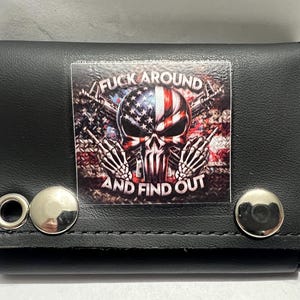 Cartera de cuero con cadena y tres pliegues para motociclista de FAFO