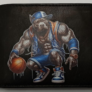 Cartera de cuero Hip Hop Pitbull Baloncesto
