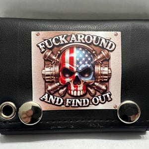 Cartera de cuero con cadena y tres pliegues para motociclista de FAFO