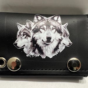 Wölfe Biker Trifold Leder Geldbörse