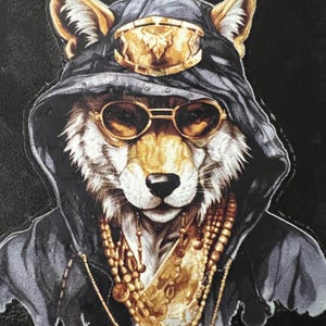 Cartera de cuero con diseño de animales de hip hop