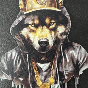 Cartera de cuero con diseño de perro Hip Hop
