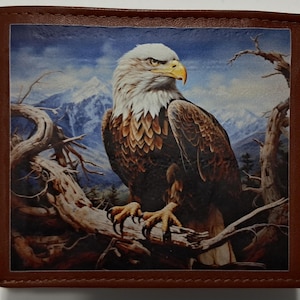 Cartera de cuero con diseño de águila salvaje