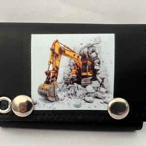 Cartera de cuero con cadena de tres pliegues para motociclistas Construction Equipment 2