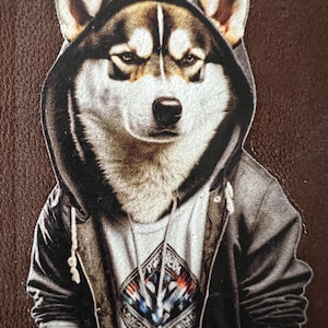 Cartera de cuero con diseño de perro hip hop
