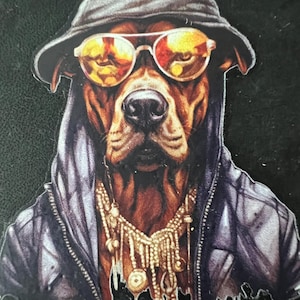 Cartera de cuero con diseño de perro Hip Hop