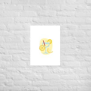 Citrus Cocktail Wall Art Print – Summer Drink Illustration with Lemons and Oranges