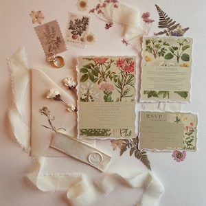 Suite nuziale botanica vintage, suite nuziale con bordi decorati