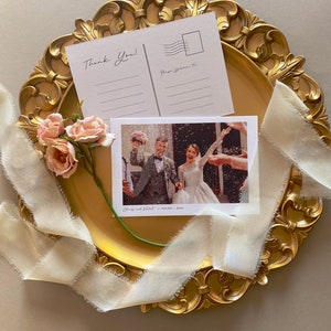Carte postale de remerciement, remerciement de mariage avec photo
