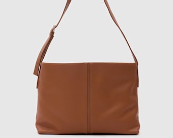 Faux Leather Shoulder Bag | Modern Lady Bag | Women's Everyday Bag | Minimalist Shoulder Bag | Gift for Her | Adjustable Strap