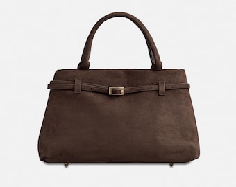 Base'ic Premium Suede Tote Bag for Women – Slouchy Faux Suede Shoulder Purse, Large Capacity Fashion Handbag for Work & Travel