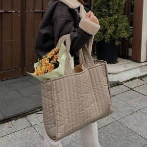 Large Nylon Quilted Shoulder Bag - Vizon